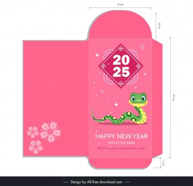 lucky money envelope template cute snake flowers decor