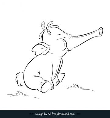 lumpy the heffalump in my friends tigger pooh icon black white handdrawn cartoon outline