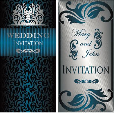 luxurious floral wedding invitations vector design