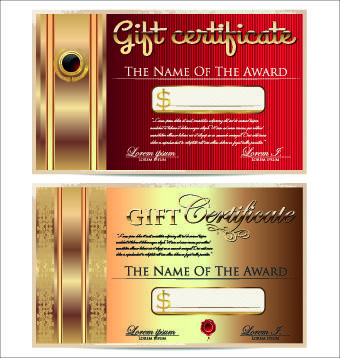 luxurious gift certificate golden template vector