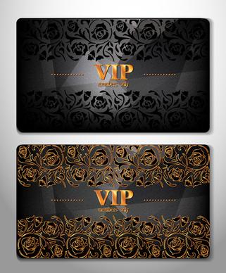 luxurious vip cards flower vector