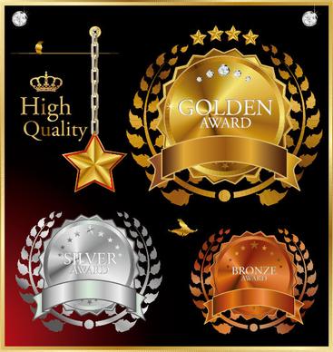luxury business labels and badge vector