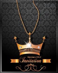 luxury crown invitation card vector