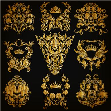 luxury floral ornaments golden vectors
