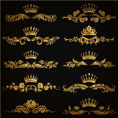 luxury floral ornaments golden vectors