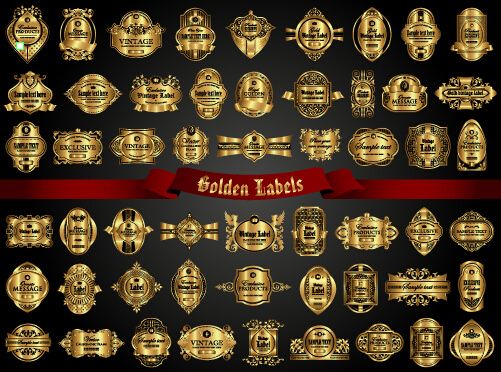 luxury gold frame labels set vector