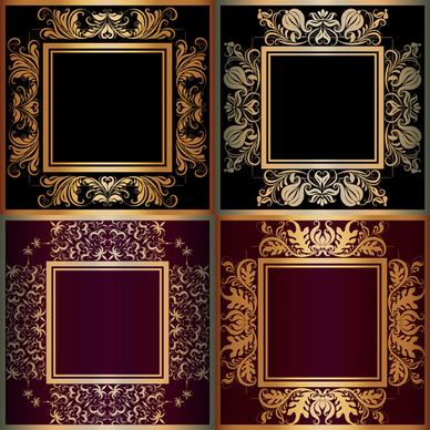 luxury gold frame with ornaments floral vector