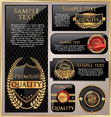 luxury gold premium quality labels vector