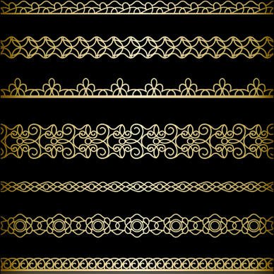 luxury golden lace borders vector set