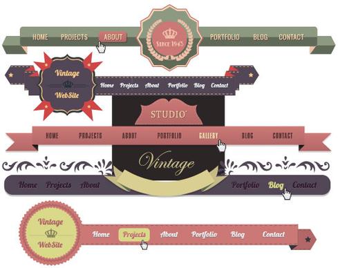 luxury of vintage website navigation vector