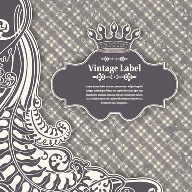 luxury vintage label and ornaments vector