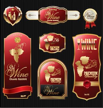 luxury wine labels with sticker vector graphics