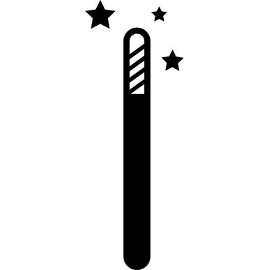 magic tool sign icon flat black white stick stars sketch