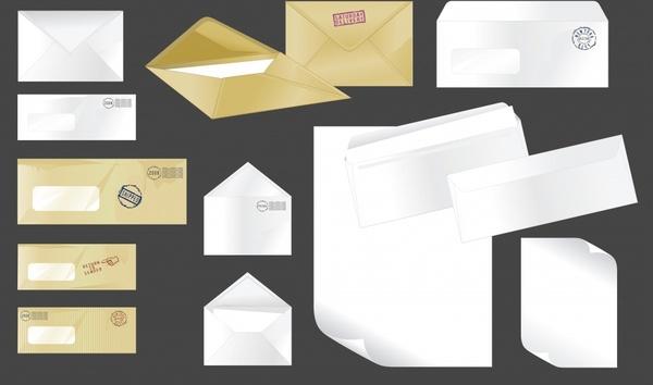 mailing envelope icons colored modern sketch