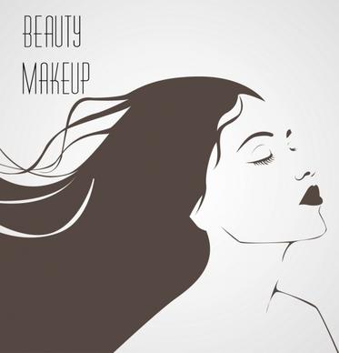makeup banner attractive woman sketch black white design