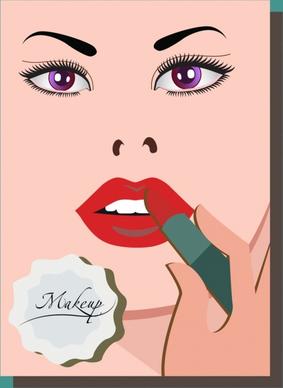 makeup banner woman face sketch lipstick icon