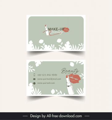 makeup beauty studio business card template retro floral lipstick