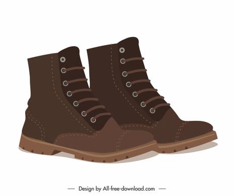 male boots icons 3d design elegant leather decor