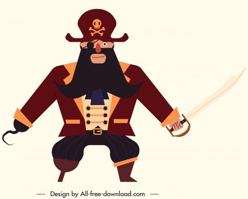 male pirate icon classic armed costume sketch