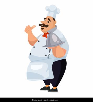 male waiter icon funny cartoon character