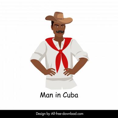 man in cuba design element flat cartoon