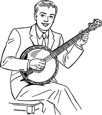 Man Playing Banjo clip art