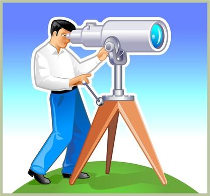 man with telescope vector