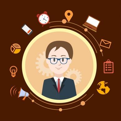 manager conceptual background man avatar business icons decor