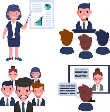 manager work background human icons cartoon characters