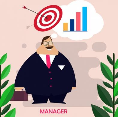 manager work background man arrow target chart icons