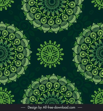 mandala pattern template dark green repeating symmetric decor
