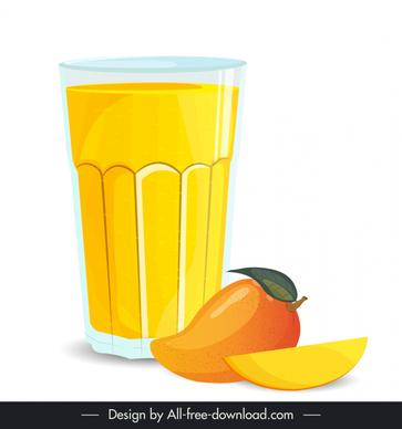   mango smoothie glass icon classical design
