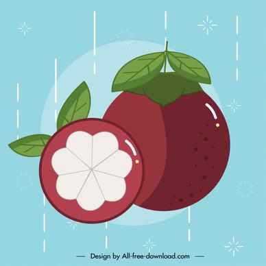 mangosteen icon colored classic flat sketch