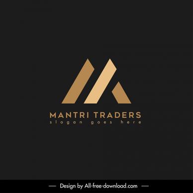 mantri traders logo template modern flat shiny golden geometric design 