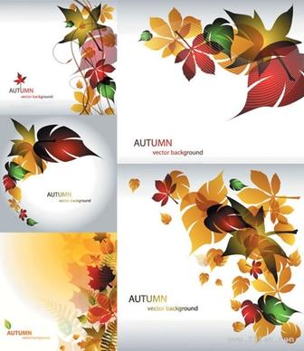 autumn background templates colorful dynamic leaf ornament
