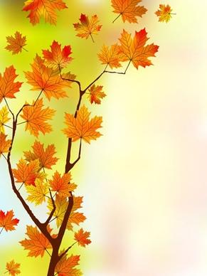autumn background template maple leaves tree sketch