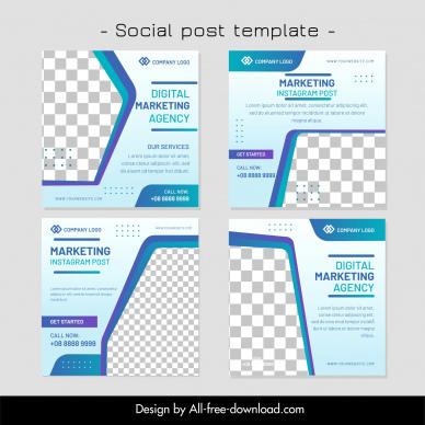 marketing social post template elegant checkered layout