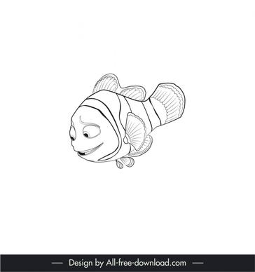 marlin finding nemo icon cute cartoon character handdrawn outline 