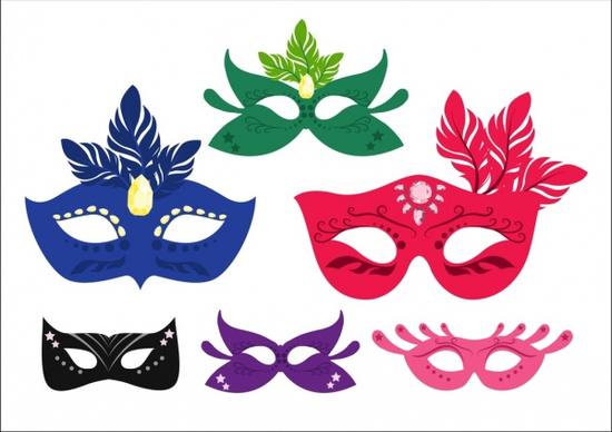 mask icons colorful classical style