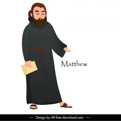 matthew apostle christian icon retro cartoon character design