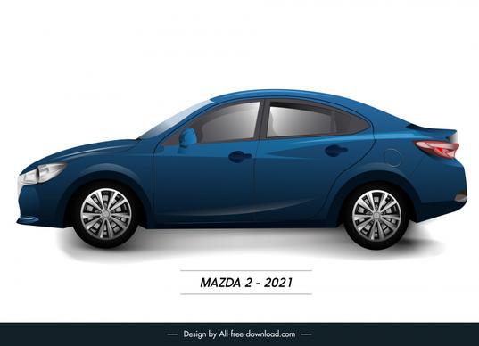 mazda 2 2021 car model advertising template modern flat side view design