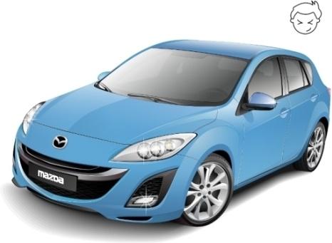 mazda car model realistic blue sedan style
