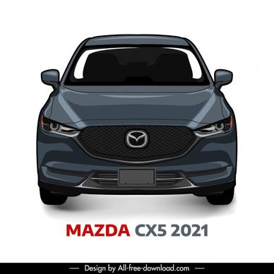 mazda cx5 2021 car model advertising template modern front view sketch symmetric design 
