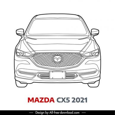 mazda cx5 2021 car model icon flat handdrawn front view sketch