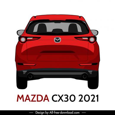 mazda cx 30 2021 car model advertising template symmetric rear view modern sketch