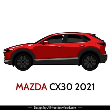mazda cx 30 2021 car model icon flat side view modern design 