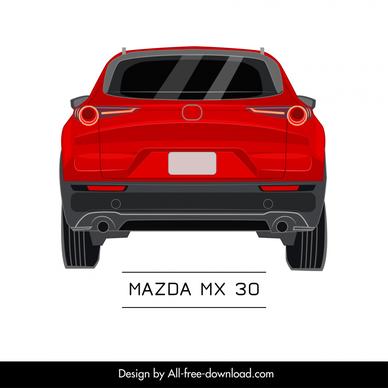 mazda mx 30 car model icon modern symmetric back view sketch