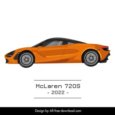 mclaren 720s 2022 car model advertising template flat modern side view sketch