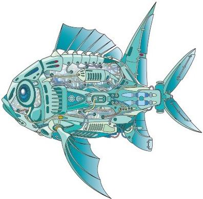 mechanical fish creative design vector