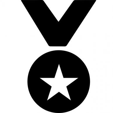 medal sign icon flat symmetric contrast black white outline